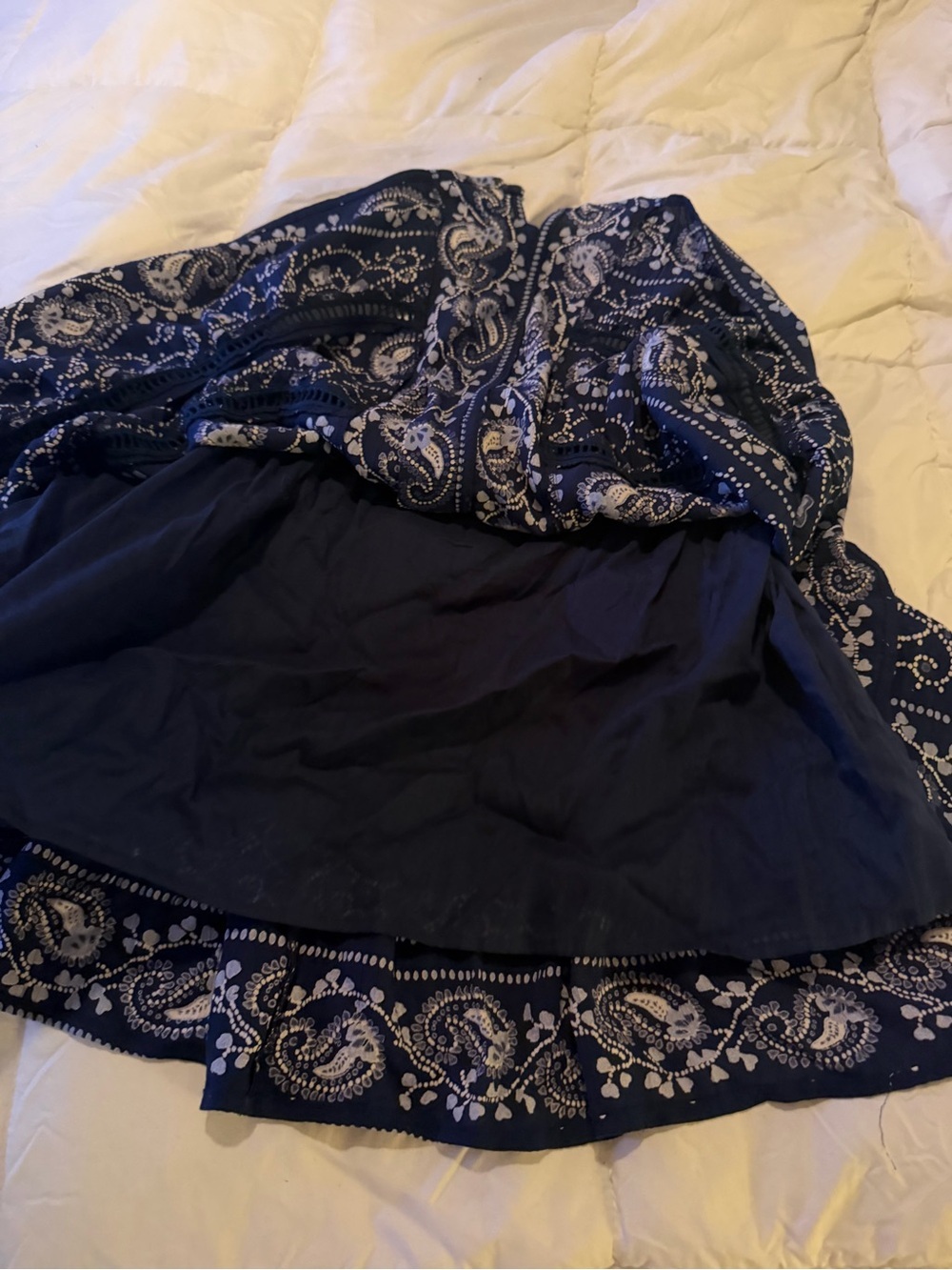 Angie Blue Paisley Tie-Waist Mini Skirt - Picture 7 of 10